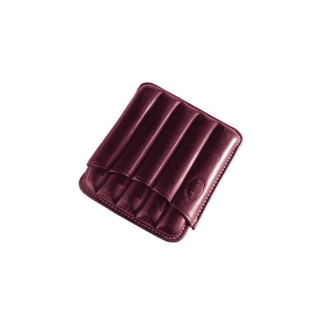 Portasigari scanalato Jemar in cuoio da 5 sigari Toscani 460/5 Melanzana