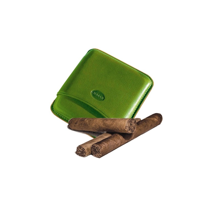 Portasigari liscio Jemar in cuoio da 5 sigari Toscani 100/5 Verde