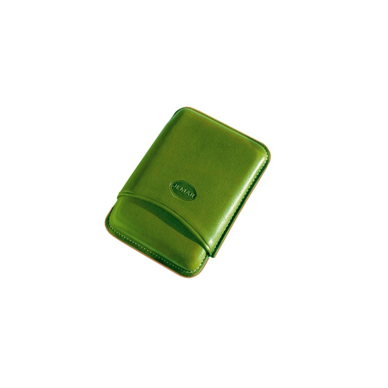 Portasigari liscio Jemar in cuoio da 3 sigari Toscani 100/3 Verde