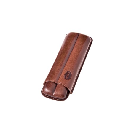 Portasigari liscio Jemar in cuoio da 2 sigari Monte Cristo n°4 e Mareva 112/2 Marrone