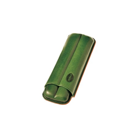 Portasigari liscio Jemar in cuoio da 2 sigari Monte Cristo n°4 e Mareva 112/2 Verde