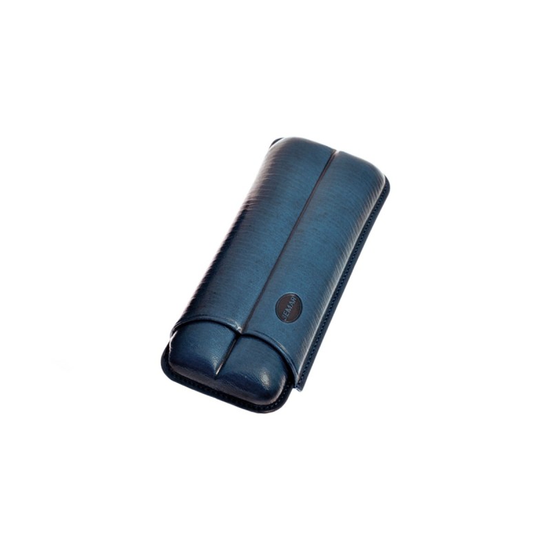 Portasigari scanalato Jemar in cuoio da 2 sigari Cohiba Beike nº6 110/2 Blu