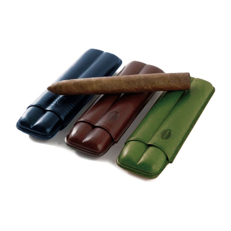Portasigari scanalato Jemar in cuoio da 2 sigari Cohiba Beike nº6 110/2 Blu