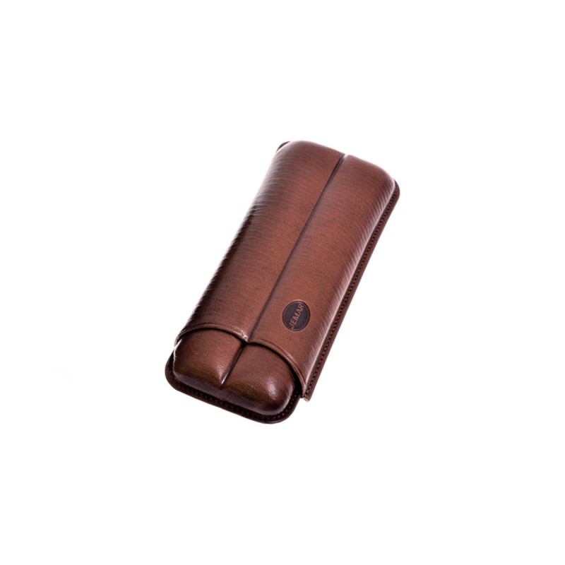 Portasigari scanalato Jemar in cuoio da 2 sigari Cohiba Beike nº6 110/2 Marrone