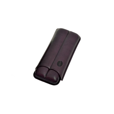 Portasigari scanalato Jemar in cuoio da 2 sigari Cohiba Beike nº6 110/2 Melanzana