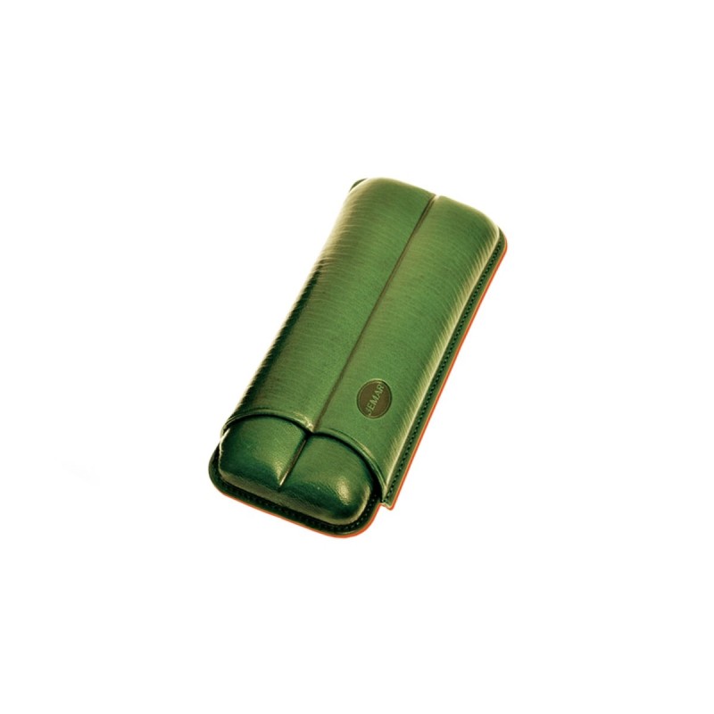 Portasigari scanalato Jemar in cuoio da 2 sigari Cohiba Beike nº6 110/2 Verde