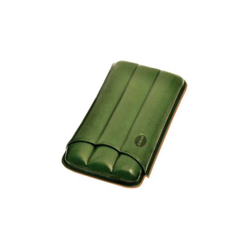 Portasigari scanalato Jemar in cuoio da 3 sigari Cohiba Beike nº6 110/3 Verde