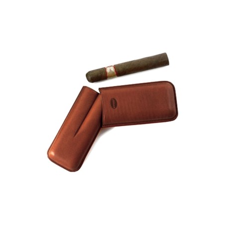 Portasigari liscio Jemar in cuoio da 2 sigari Robusto, Edmundo, S.VI 464/2 Marrone