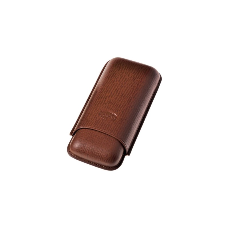Portasigari liscio Jemar in cuoio da 2 sigari Robusto, Edmundo, S.VI 464/2 Marrone