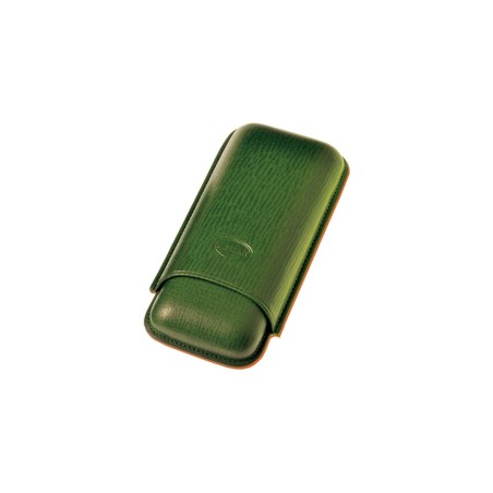 Portasigari liscio Jemar in cuoio da 2 sigari Robusto, Edmundo, S.VI 464/2 Verde