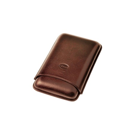 Portasigari liscio Jemar in cuoio da 3 sigari Robusto, Edmundo, S.VI 464/3 Marrone