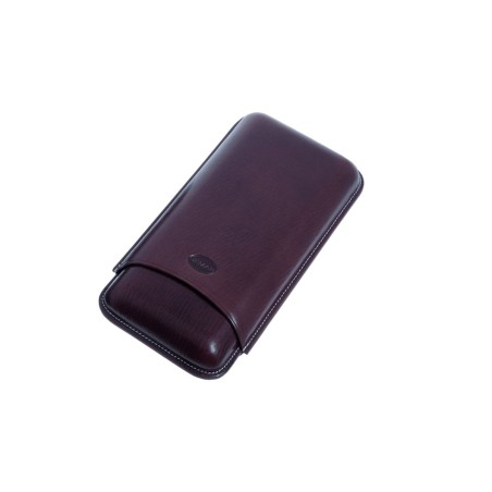 Portasigari liscio Jemar in cuoio da 3 sigari Ring 67 497/3 Melanzana